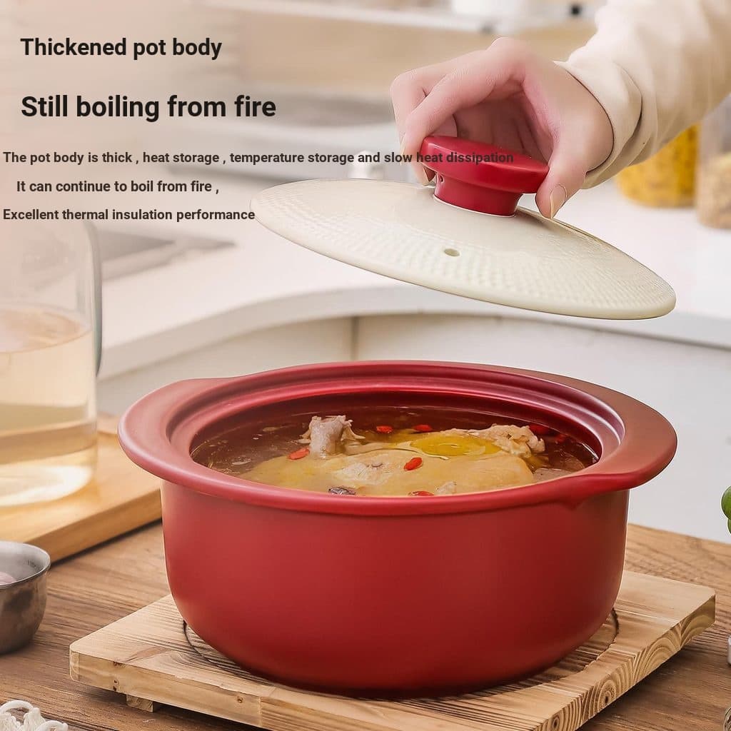 Caçarola de cerâmica de micropressão, panela de guisado doméstica resistente a altas temperaturas, sopa de guisado, quei