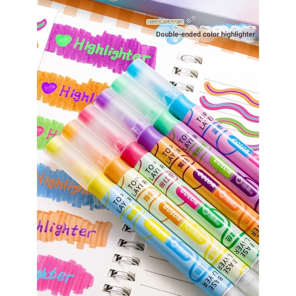 Marcador de duas cabeças para estudantes usam caneta marcadora empilhando caneta para Notebook de cores Proteção para os