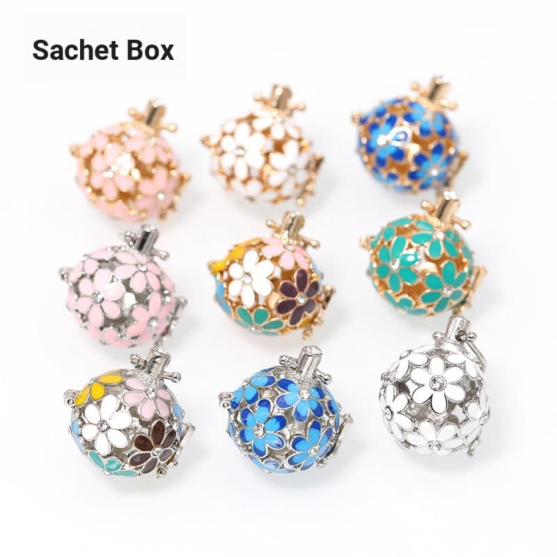 Diy Material artesanal saquinho bola perfumada caixa mágica flor gotejamento de óleo Cloisonne pingente colar pingente d