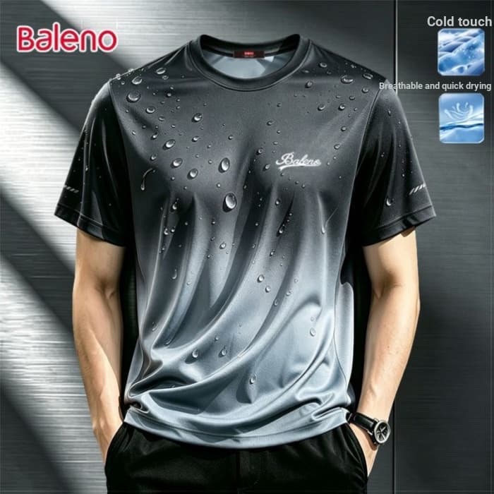 Camiseta de verão de manga curta gelo seda esportes masculinos de secagem rápida solta respirável Casual fino topo
