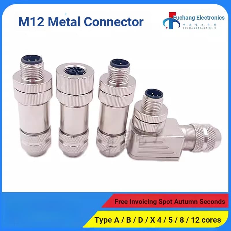 Conector Ethernet M12 profinet aviação plugue à prova d'água 4 pinos 5 pinos 8 pinos 12 pinos conector de blindagem de M