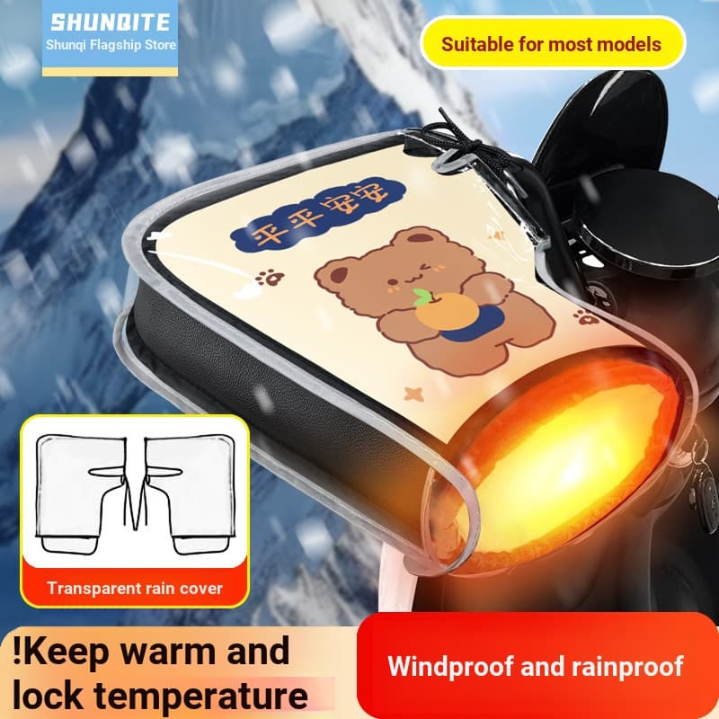 Capa de alça de motocicleta elétrica inverno quente bateria luvas de carro à prova dwaterproof água luvas de pára-brisa