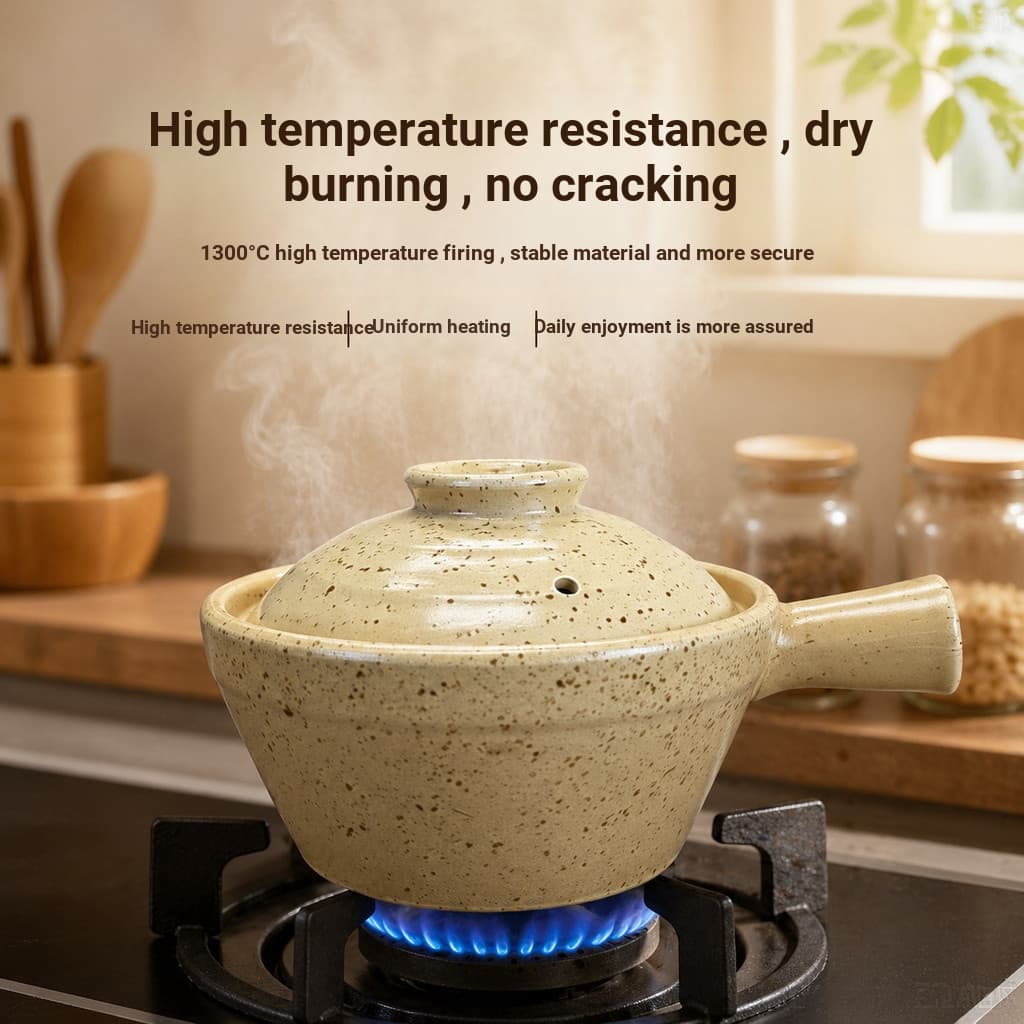 Caçarola de alça única Panela de barro doméstica Panela de arroz Sopa Macarrão de arroz Resistente a altas temperaturas
