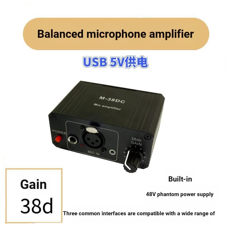 Microfone condensador descarga de microfone dinâmico amplificador frontal embutido 48V Phantom Power Gain 38db