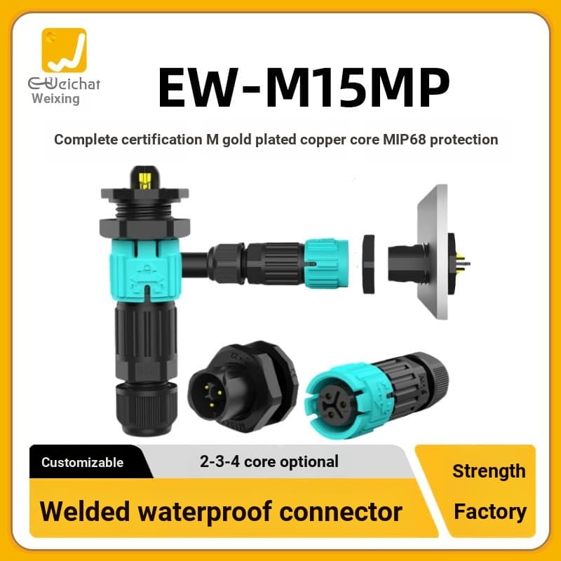 M16 Tomada de aviação 2/3/4 Núcleo Tipo de soldagem IP68 Instalação de painel de plástico externo Conector à prova d'águ
