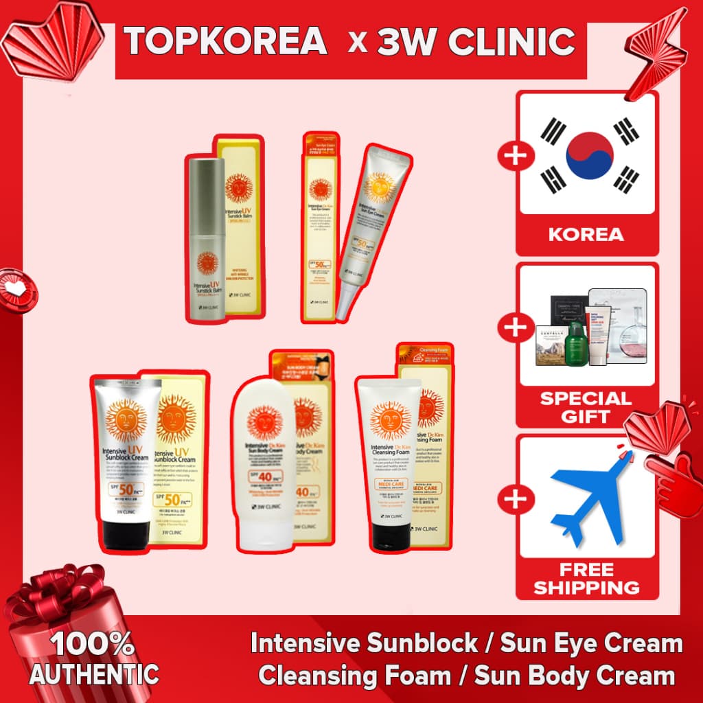 ★ Clínica 3W Creme Protetor Solar UV Intensivo SPF50 + PA + +/Bálsamo/Espuma De Limpeza/Corporal Para Os Olhos Suntopkor