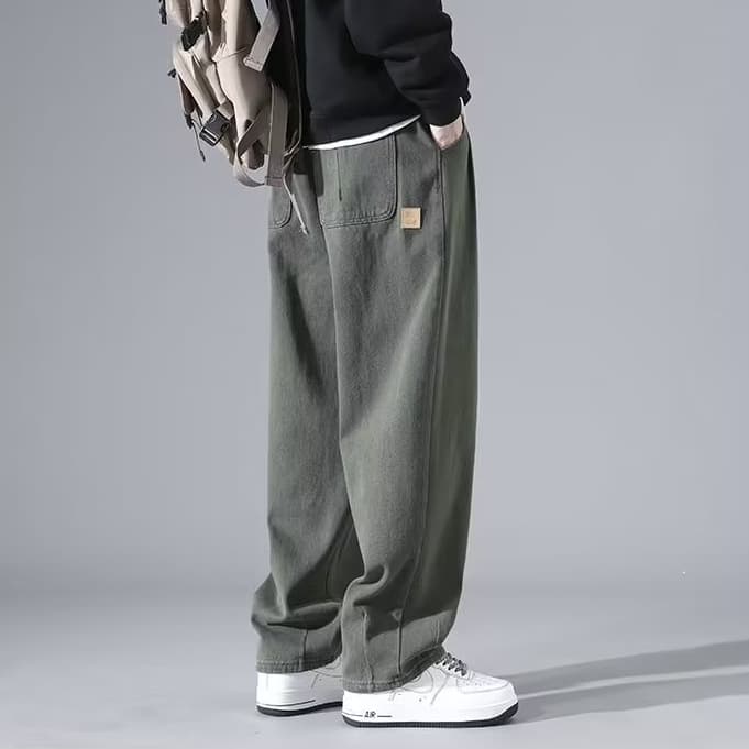 Macacão de perna larga masculino 3 cores M-3XL calças casuais retas primavera outono estilo na moda calças de perna larg