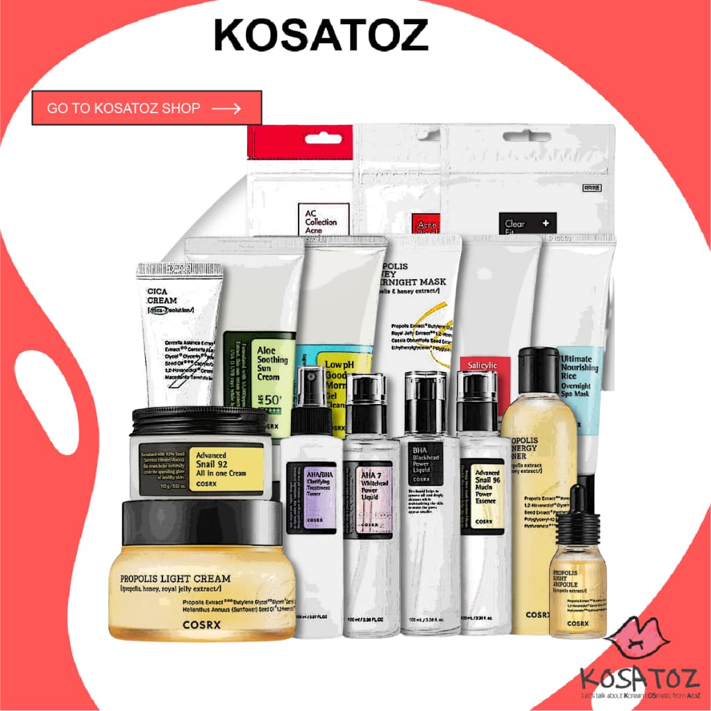 COSRX Bestsellers Facial Skin Care (Loé sun , gel De Limpeza Bom Dia , Essência De Mucina , AHA , BHA , Própolis)
