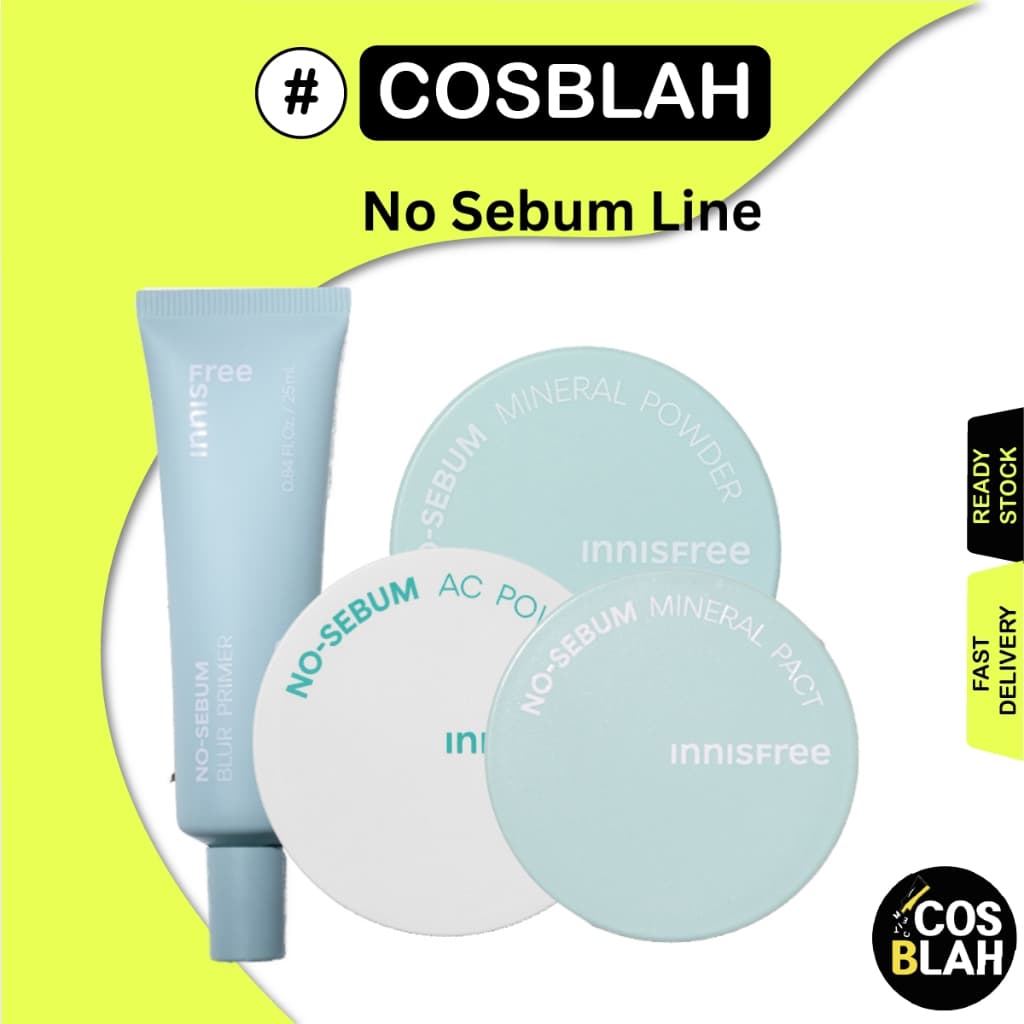 Innisfree Pó Mineral Sem Sebo 5g/AC Pacto 8.5g/Primer Desfoque 25ml
