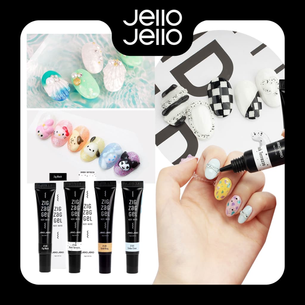 [Jello Jello] Gel De Desenho 3D , Tubo De zig zag Tipo 6/Esmalte De Unha Feito Na Coréia