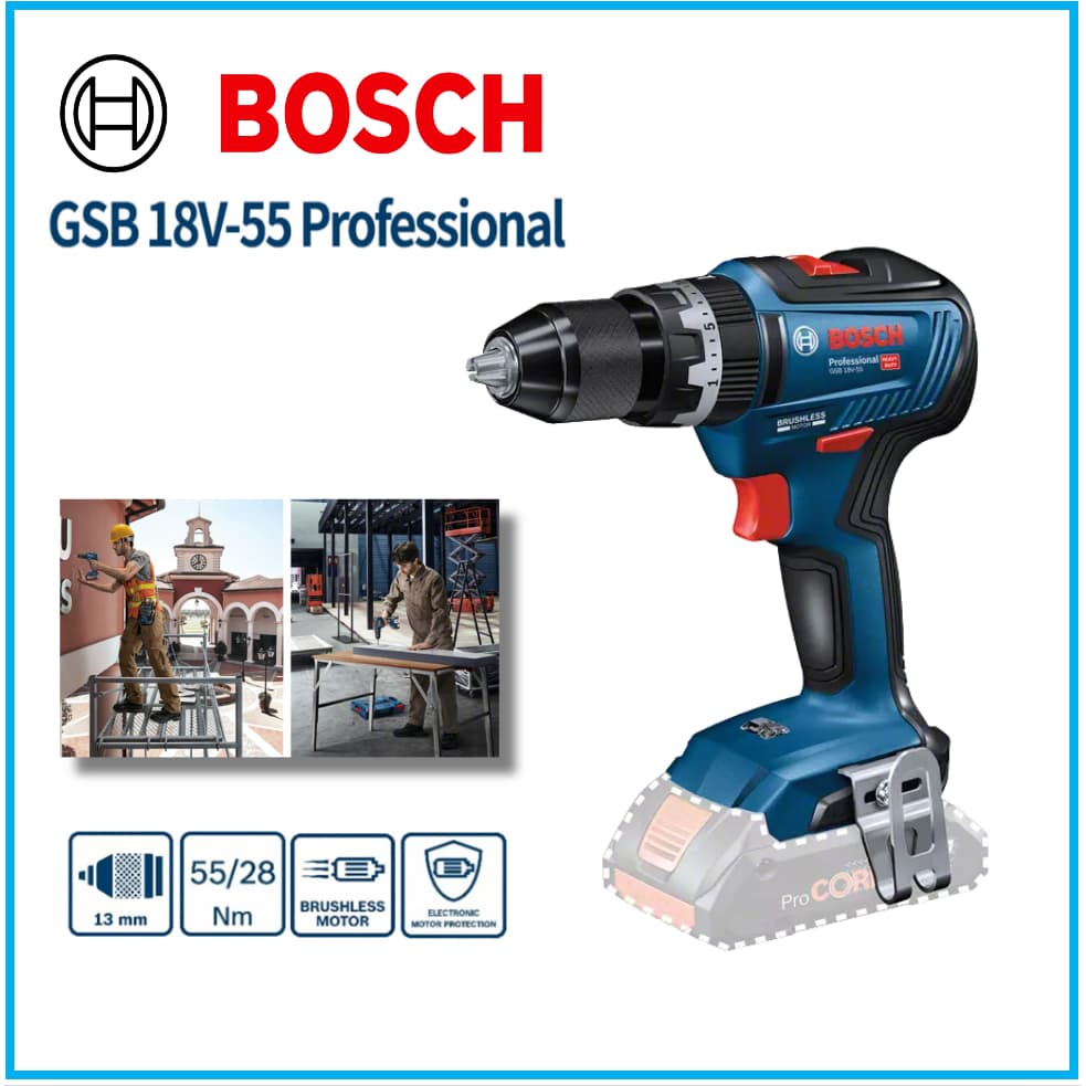 Corpo De Broca Combinada Sem Fio Do Sistema Profissional Bosch GSB 18V-55 Apenas