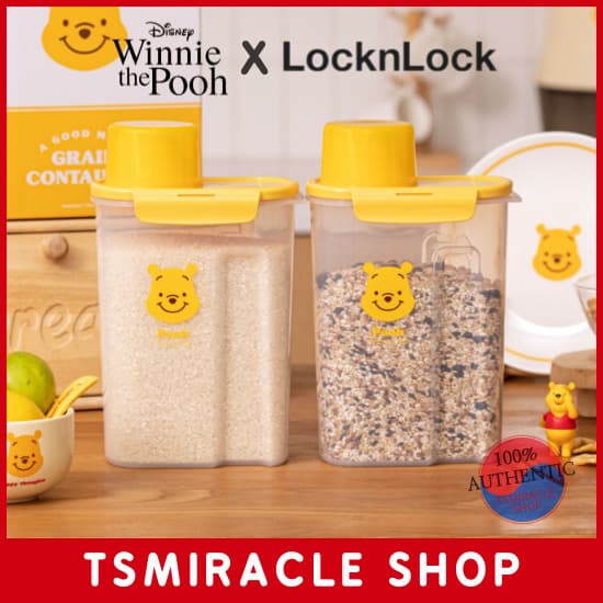 LocknLock DISNEY Winnie the Pooh Recipiente De Cereais 2P Conjunto/Arroz Comida Para Animais De Estimação/Lock &