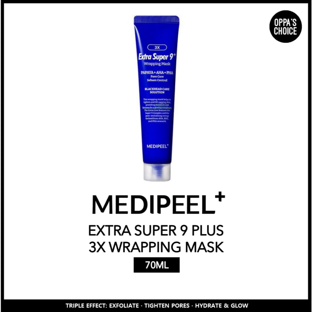 MEDIPEEL EXTRA SUPER 9 PLUS 3X Máscara De Embalagem 70ML (Efeito Triplo De Potência) Esfoliação/Firmeza De Poros/Brilho De Hidratação