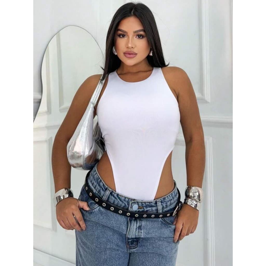 Body Cavado Feminino Suplex Forrado Básico Slim Verão Bori Roupas Femininas