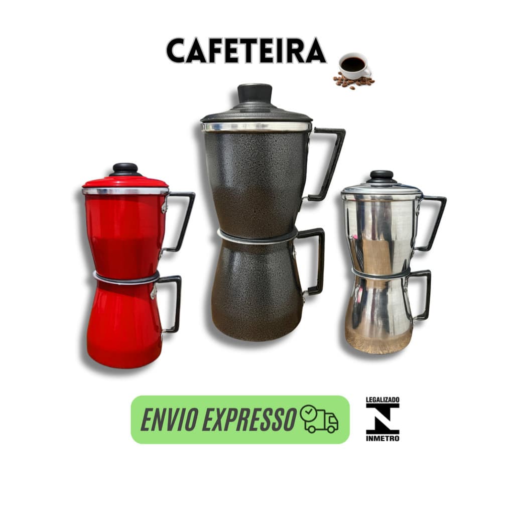 cafeteira italiana pequena aluminio, vermelha ou preta 1 litro - panela de café multicores
