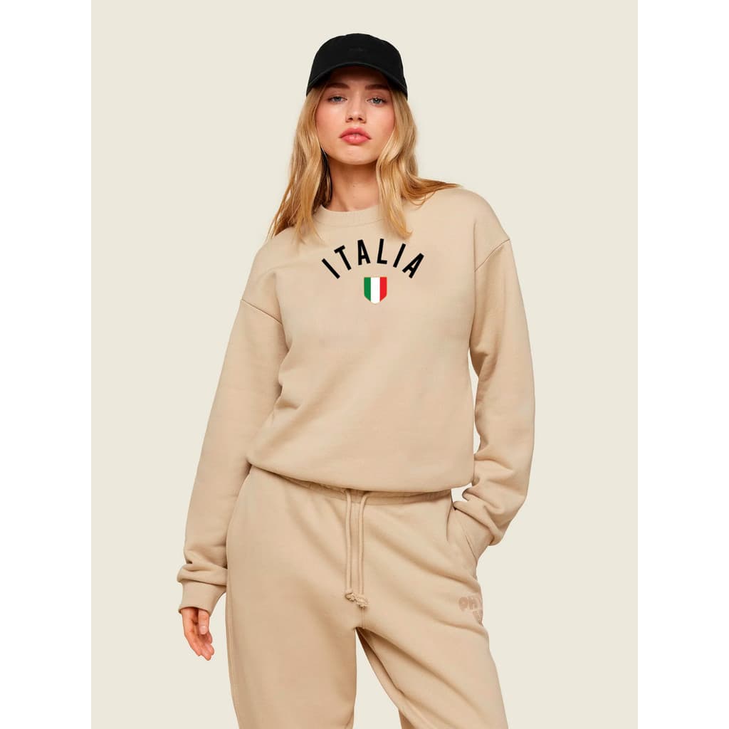 Blusa De Frio Feminina Moletom Estiloso Gola Redonda Flanelado Itália