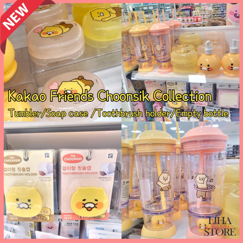 Daiso Coreia Kakao Friends Choonsik Coleção Copo Garrafa De Água/Saboneteira Porta Escova De Dentes