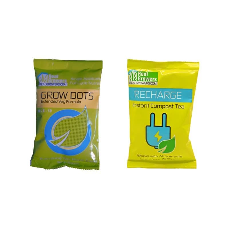 Kit Real growers Recharge micorrizas 56g + Grow dots extended Vega 75g Cultivo Indoor