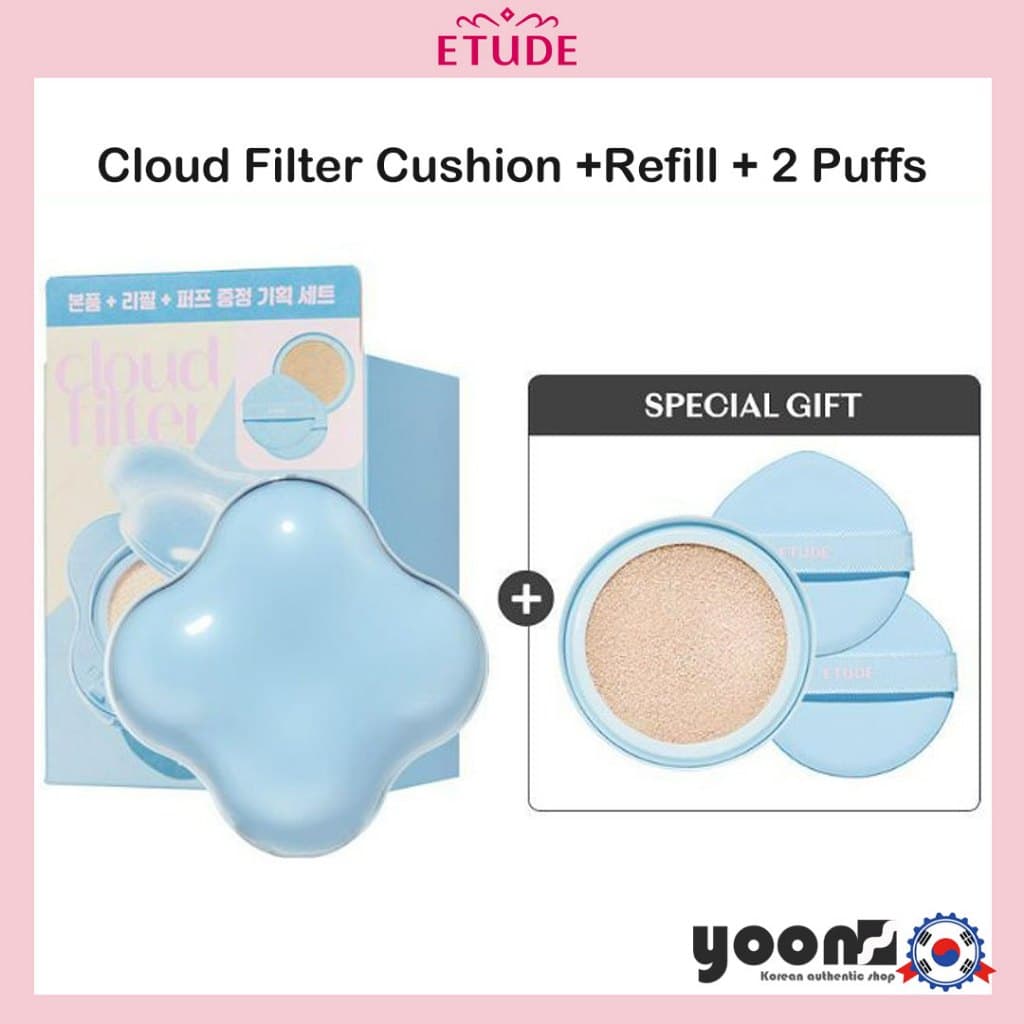 (Novo) [Etude] Recarga De Almofada De Filtro De Nuvem (+ 2 Puffs) 4 Cores_da Coreia