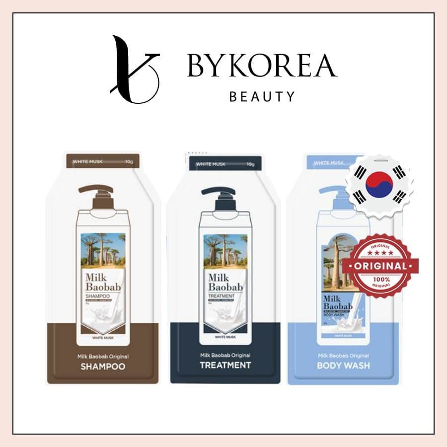 Milk Baobab White Musk Travel Kit (10g) / Shampoo, Treatment, Body Wash Trial Pack