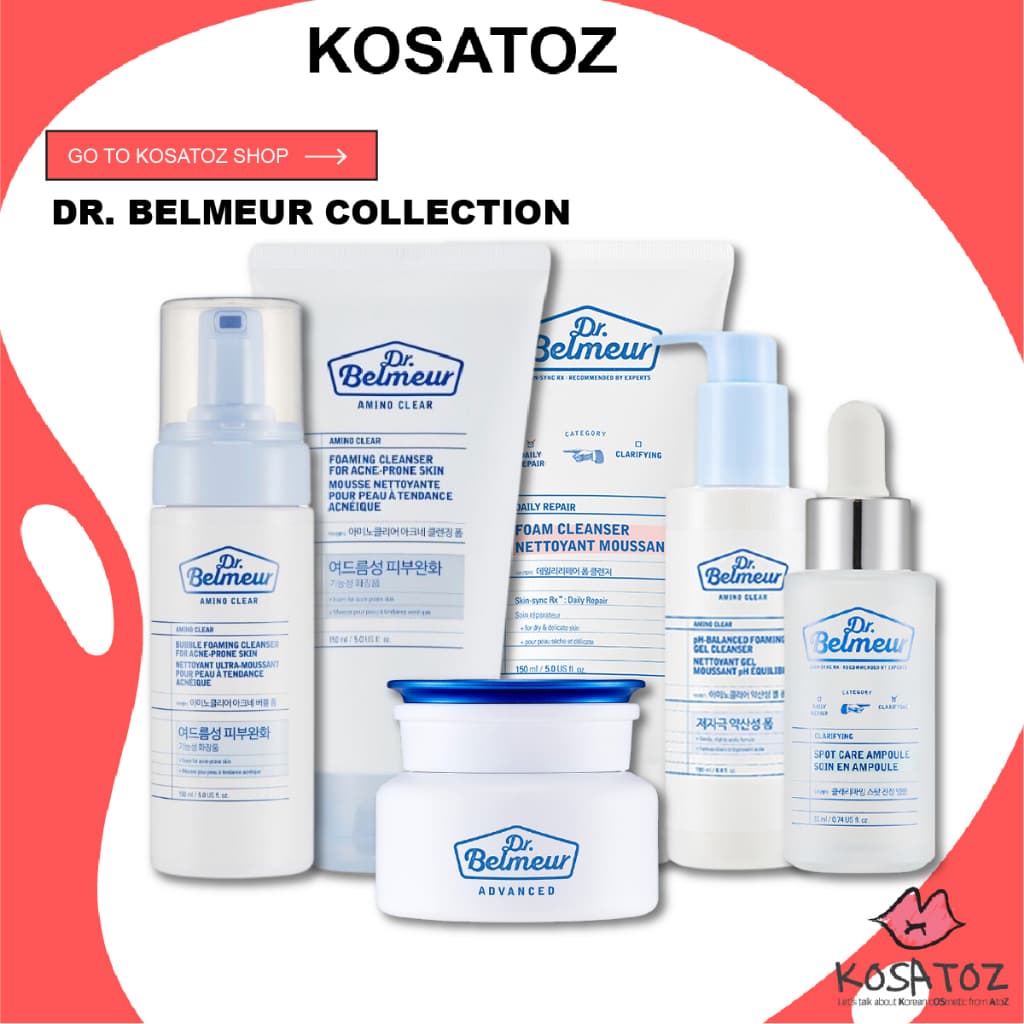 A Loja Facial Dr . Coleção Belmeur (Espuma De Acne Transparente De Aminoácidos 150ml , Limpeza De Reparo Diário Bolha Amino Clear Ampola Para Cuidados Com Manchas 22ml , Gel)