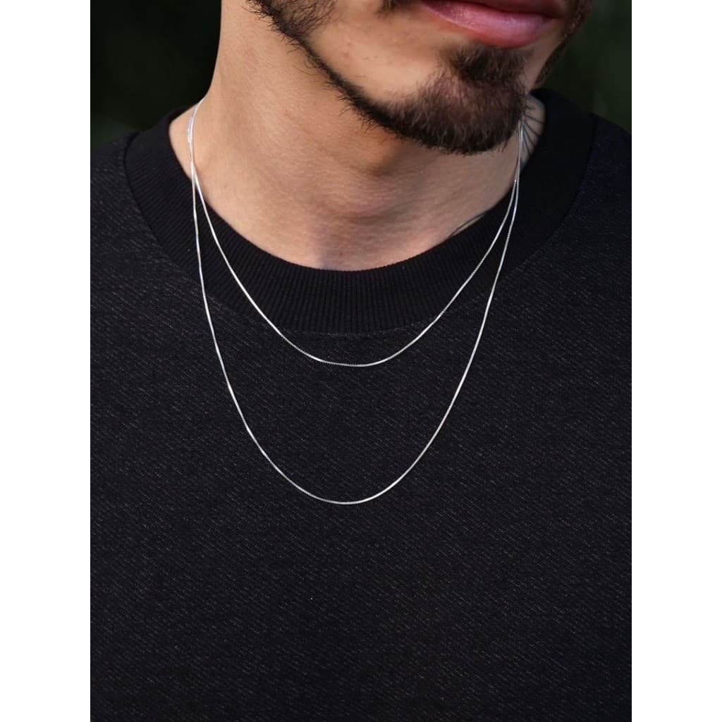 Colar Prata 925 Masculina Corrente Veneziana Cordão Chocker Minimalista 50cm 60cm