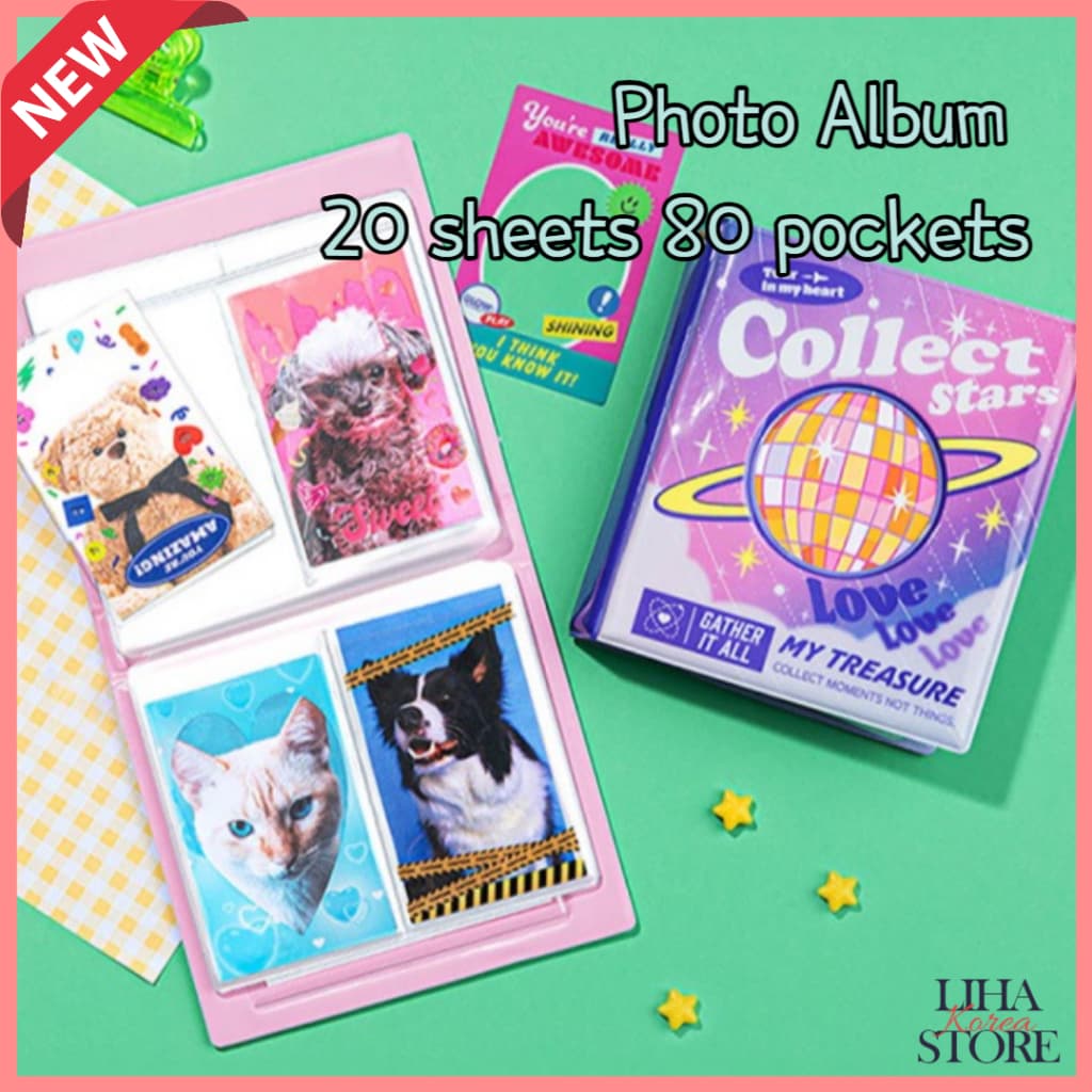 Daiso Korea Álbum De Fotos 20 Folhas 80 Bolsos Photo Diary Photocard Fichário Coletar Livro De Cartões Fotográficos Boni