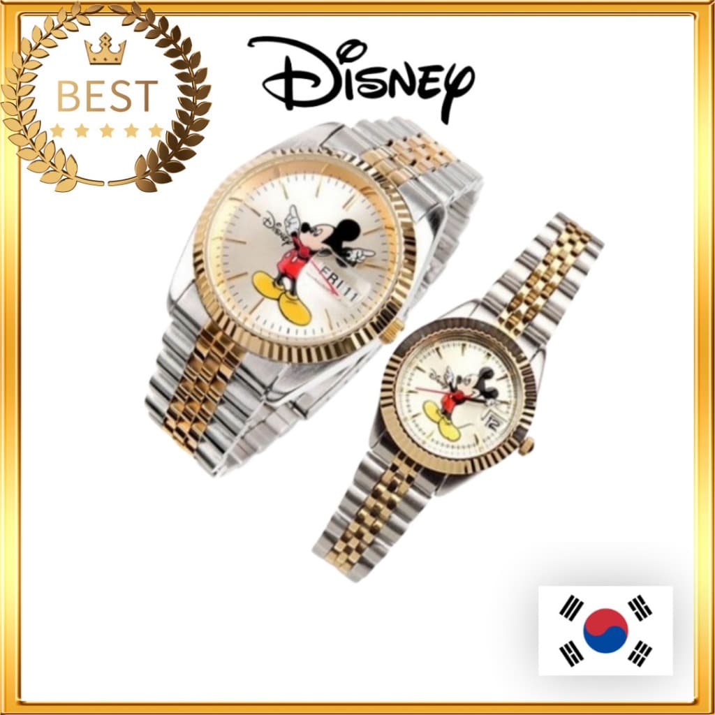 [DISNEY] Relógio Micky Couple Wrist Metal Watch/Made In Korea Celebrity Gold Silver For Women Men