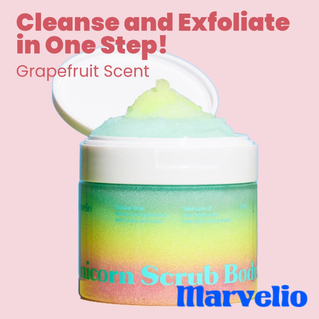 Sabonete Líquido E Esfoliante Corporal 2 Em 1 MARVELIO Unicorn Scrub Body Wash-Aroma De Toranja