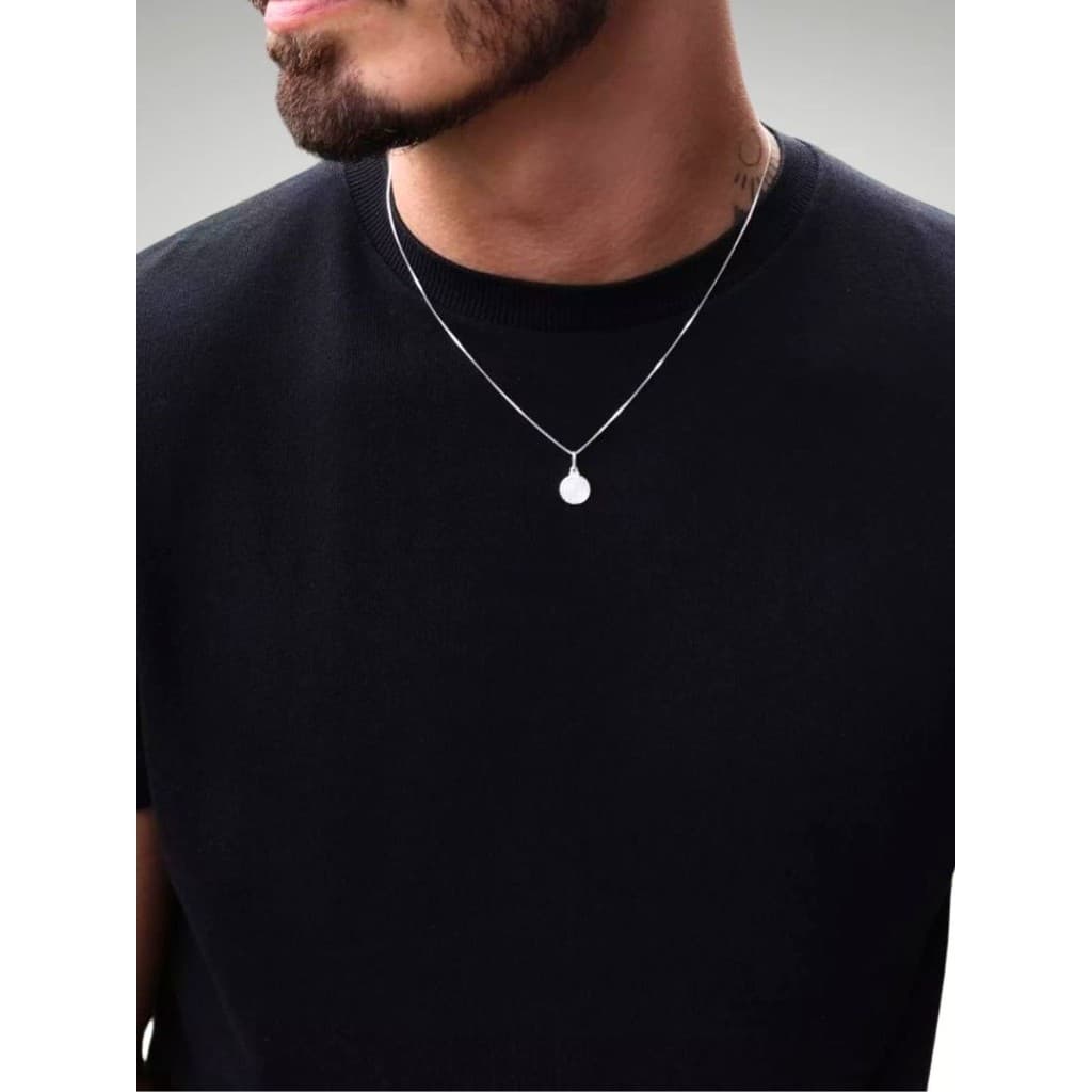 Cordão Correntinha Corrente Masculina Prata 925 1mm Fina 50cm 60cm Veneziana - Pingente Pai Nosso