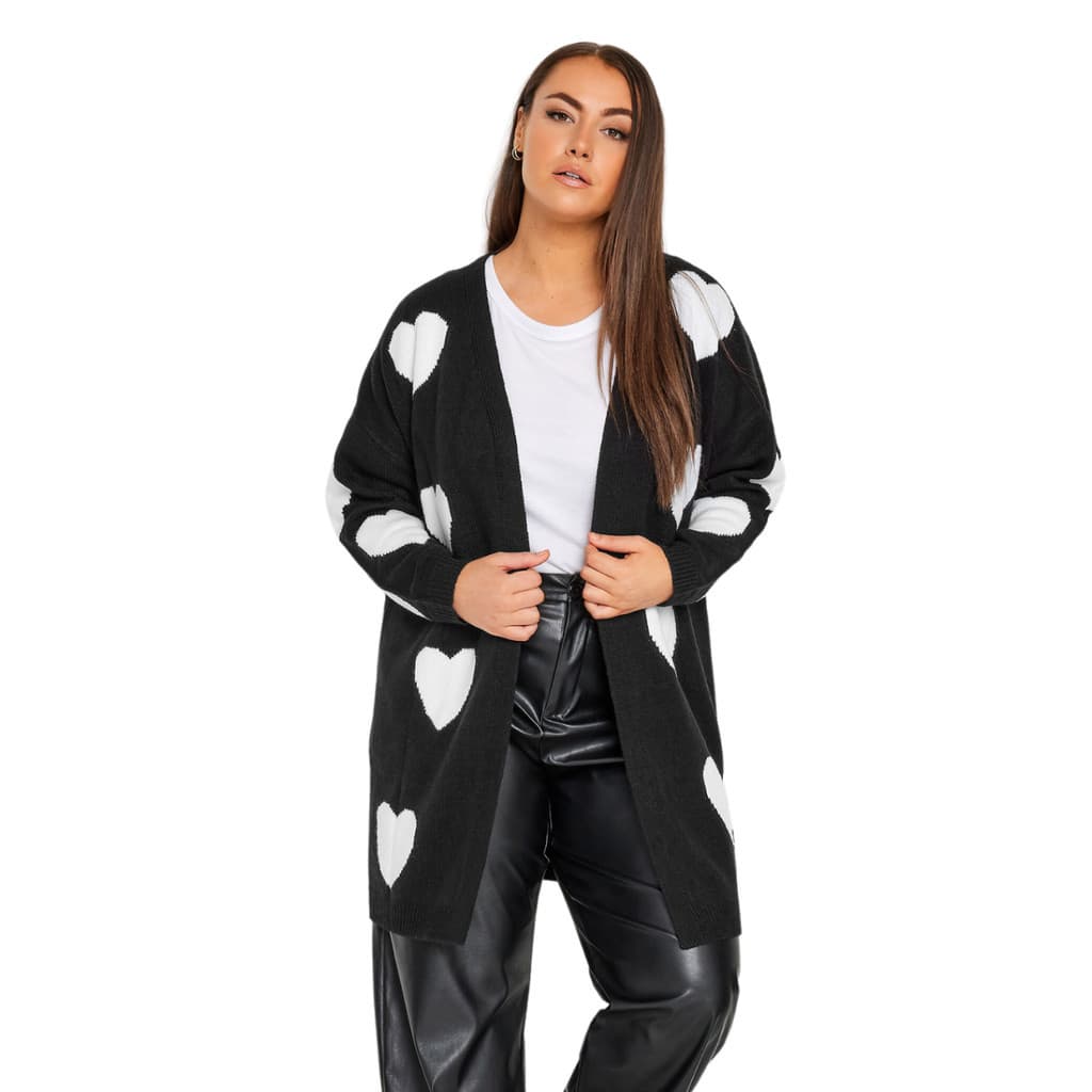 Cardigan Agasalho Inverno Feminino Tricot Blusa de Frio Coração Casaco Maxi Plus Size Feminino