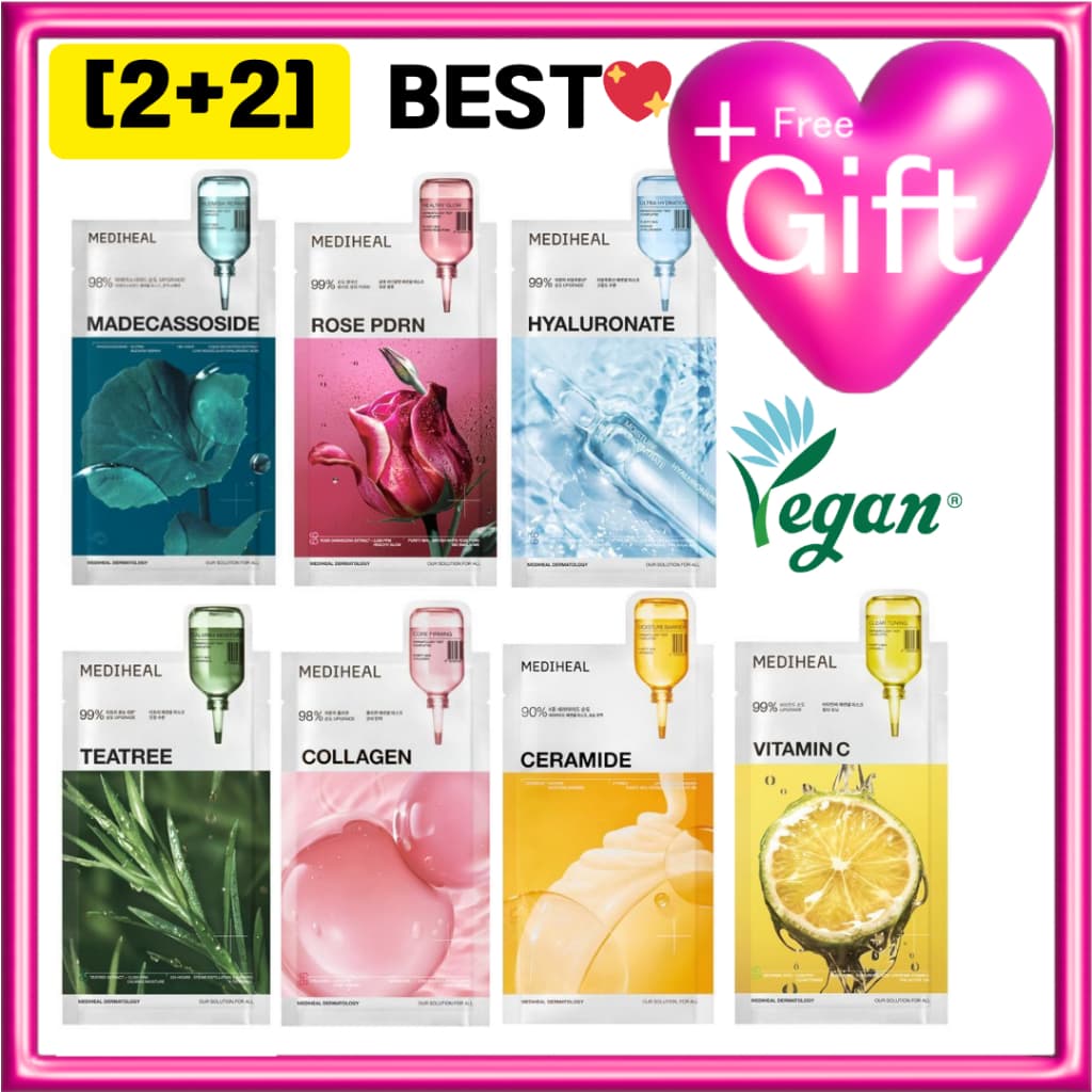 Pacote De Máscara Essencial Vegana Mediheal , Renovação/Novo/Madecassoside PDRN Colágeno Vitamina C Cuidados