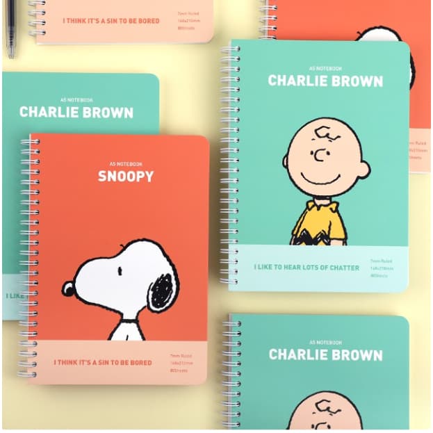 [PEANUTS] Nota Da Linha De Mola Snoopy A5/Caderno/Bloco De Notas/2 Cores