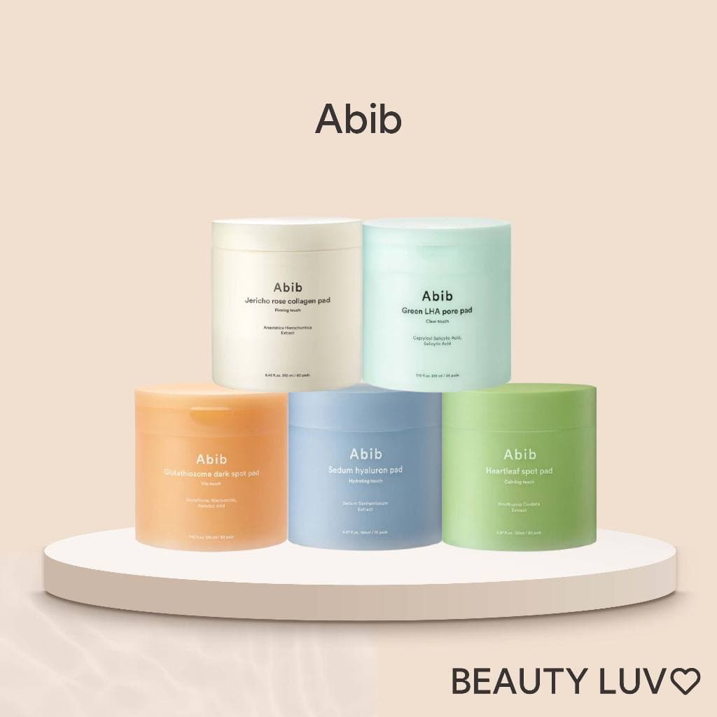 [Abib] Coleção Pad Skincare (Almofada Glutationa 90p , De Poros LHA Verde 60p Heartleaf Spot 80p Colágeno Jericho Hialuron Sedum 75p)