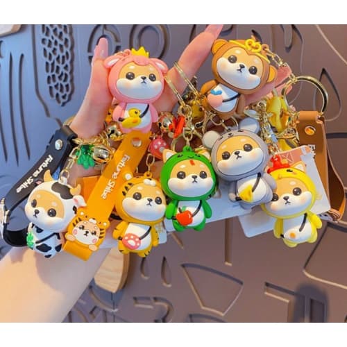 【ECAIZ】Shiba Dog Zodiac Keychain Chaveiro Animal Fofo 12 Designs Cute Acessório Presente Colecionável