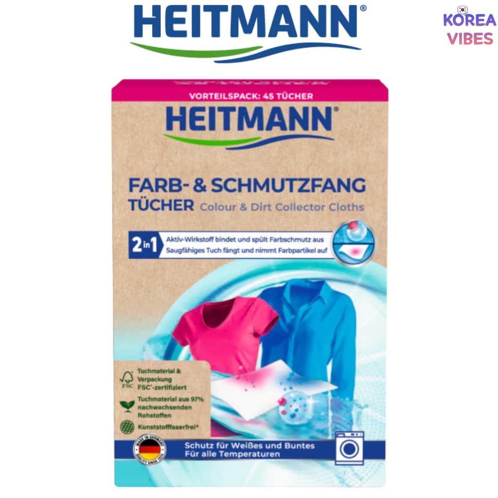 HEITMANN Coletor De Cores E Sujeira 2 Em 1 Folha De Lavanderia 45 Unidades Para Evitar Sangramento , Panos Roupas