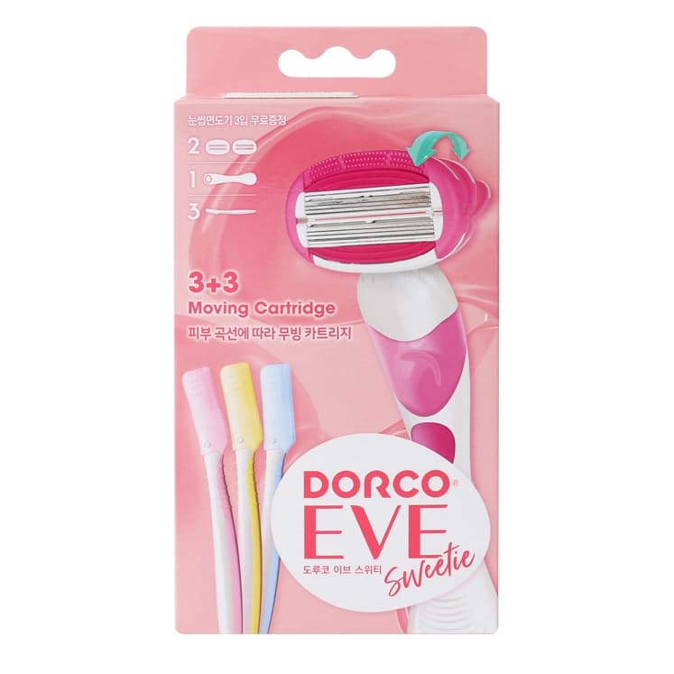 DORCO [3 + 3] Conjunto De Barbear-2 Lâminas Corporais Com 1 Cabo Para Sobrancelhas