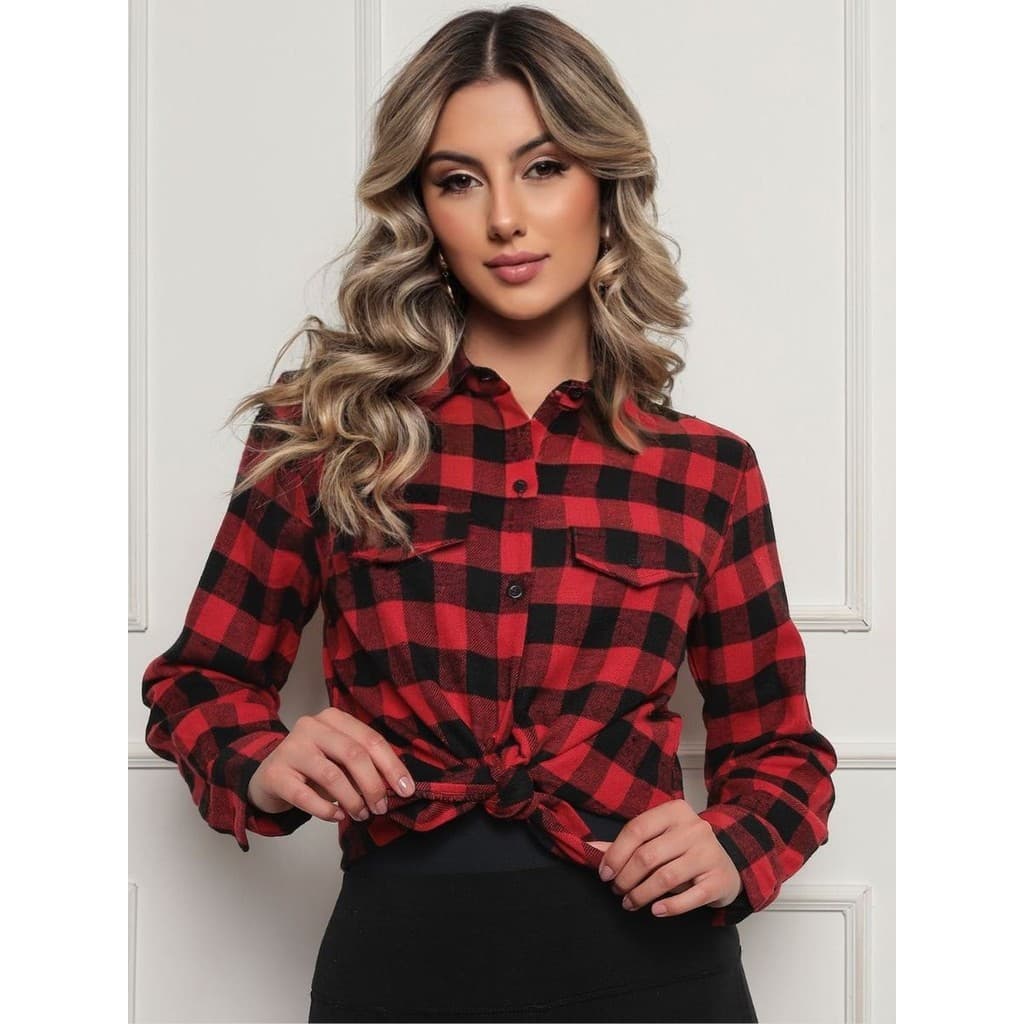 Camisa Xadrez Feminina Flanelada Quentinha Quadriculada Festa junina