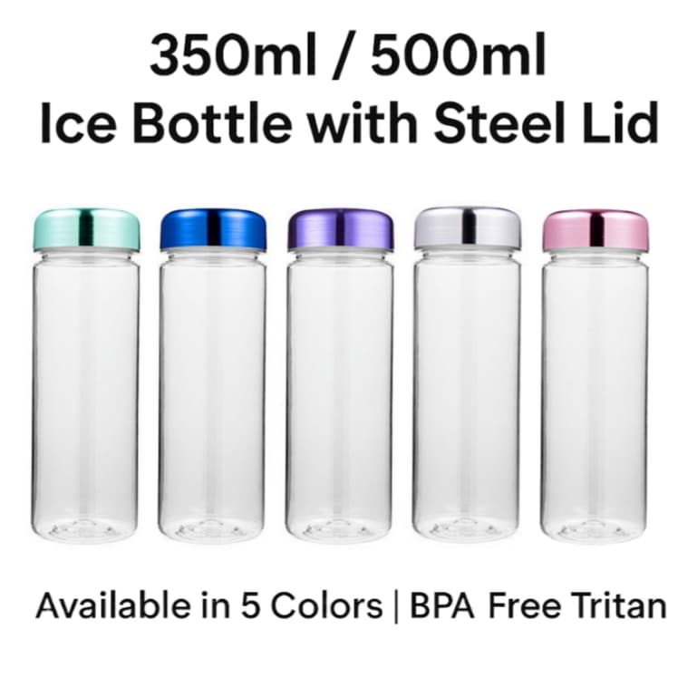 Garrafa De Água Tritan Com Tampa De Aço Inoxidável-Copo De Gelo 350ml E 500ml Em 5 Cores