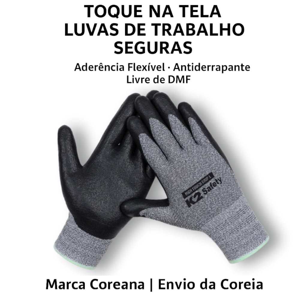 Luvas De Trabalho Revestidas – Marca Coreana Com Tela Sensível Ao Toque Segura E Resistente Para Construção Faça Você Me