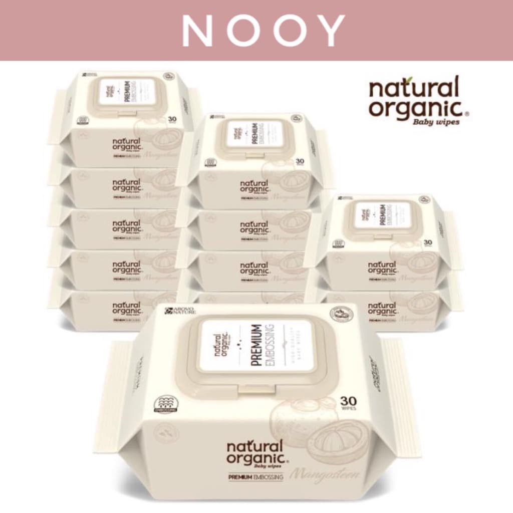 [Natural Organic] Lenços Umedecidos Premium Com Relevo Portátil Tipo Tampa Inteligente 30 Folhas 12 Pacotes