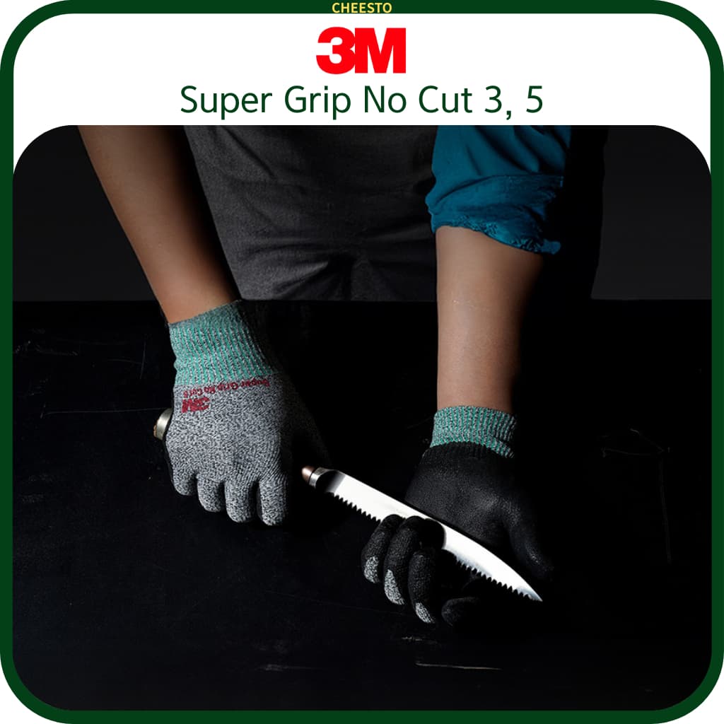 Luvas de segurança resistentes a cortes 3M Super Grip No-Cut – níveis 3 e 5, fibra de vidro Dyneema, certificação EN388