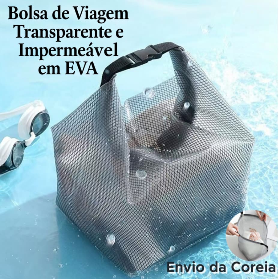 Bolsa EVA Transparente e Impermeável com Separação Seca e Molhada – Para Viagem, Natação, Academia e Cosméticos