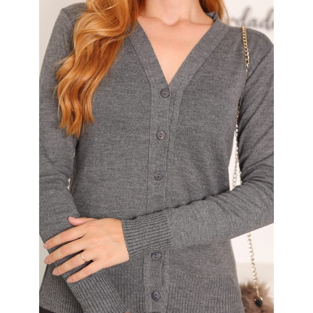 Blusa cardigan feminina de frio casaquinho de botão tricô inverno basico dia dia