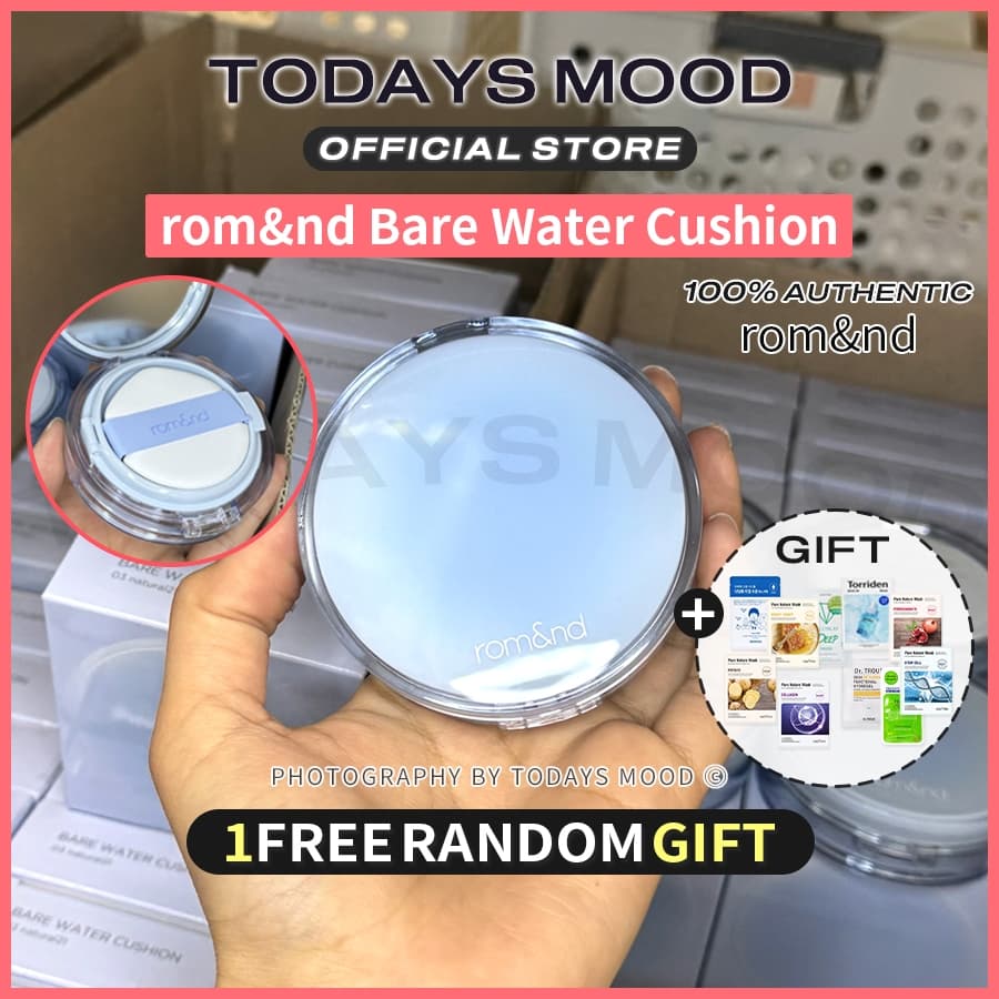 [rom&nd] Bare Water Cushion 20g (5 Cores) | Maquiagem De Base romnd romand toneup Cor-De-Rosa natural Orvalhada Tom De Pele Aquosa