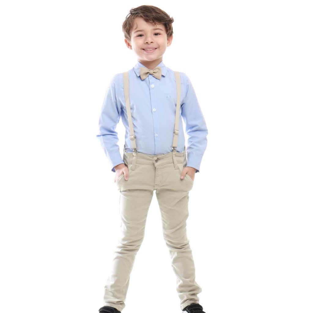 Roupa social infantil Camisa Social Conjunto juvenil menino camisa social Calça Suspensório Tam 1 A 8 Promoção Novidade