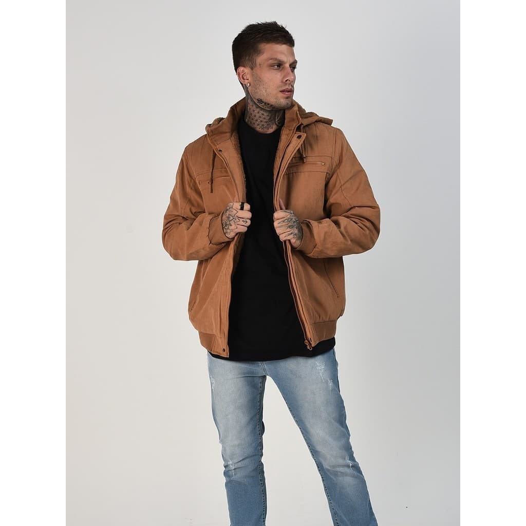 Casaco Masculino Plus Size Jaqueta Sarja Forrada Capuz