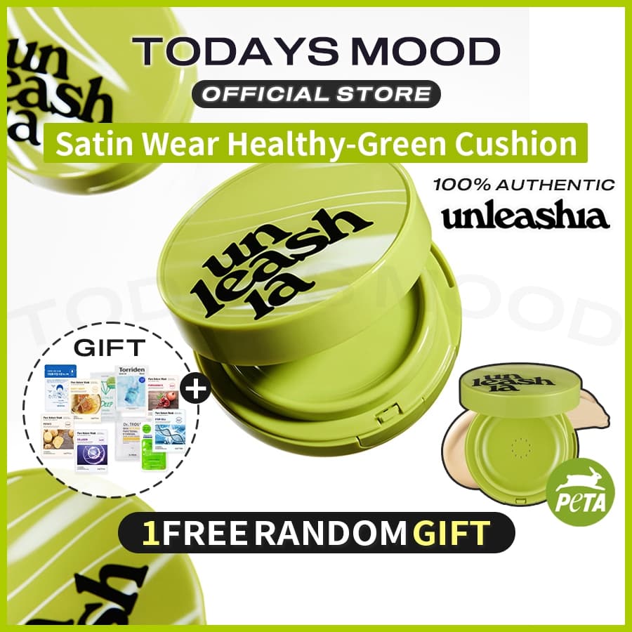 [unleashia] Satin Wear Healthy-Green Cushion 15g (21 Tons) | Vegan SPF 30 PA++ Glow Foundation Air Capa Compacta UV