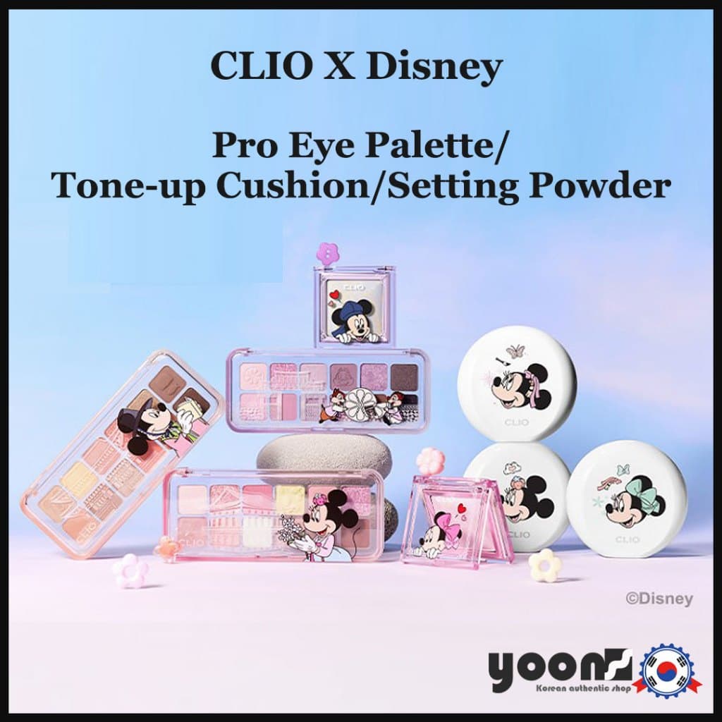 [CLIO X Disney] Paleta De Olhos Pro/Almofada Tonificante/Pó Fixador_da Coreia