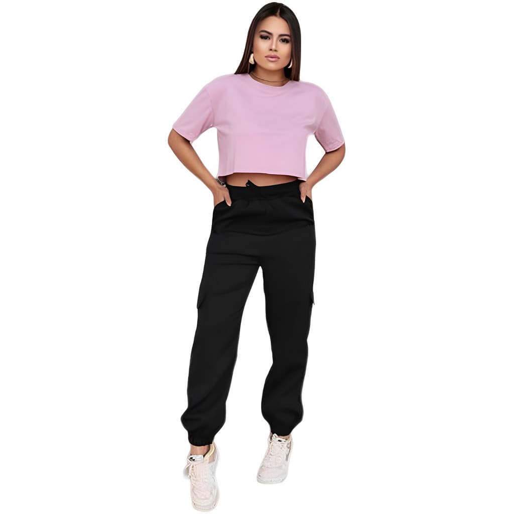 Calça Jogger Feminina Social Sarja Cargo Bolso Calça Feminina Calça Social Calça Bolso